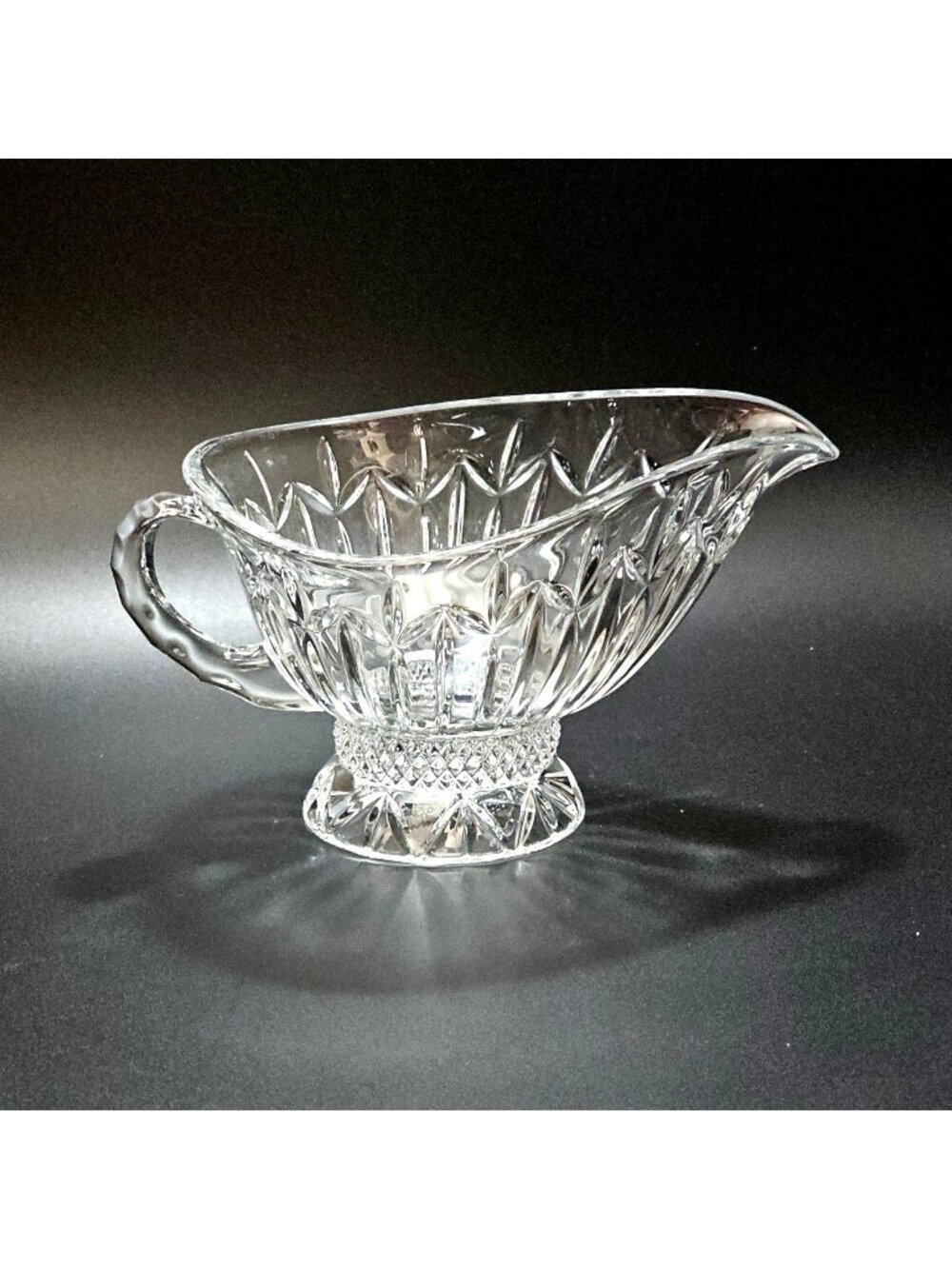 Godinger Olympia Sauce Gravy Boat 16oz dressing serving bowl elegant crystal 8"